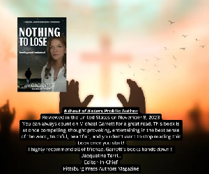 Promo image for Nothing to Lose, a Christian romantic suspense book showing a cross, praying hands, and praise as engaging and compelling