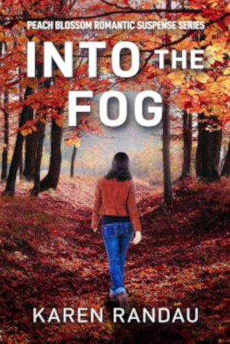 Cover of Into the Fog, Christian suspense novel by Karen Randau, with a young woman walking down a rural road from behind