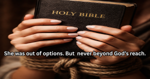 Bound female hands clutching a Bible